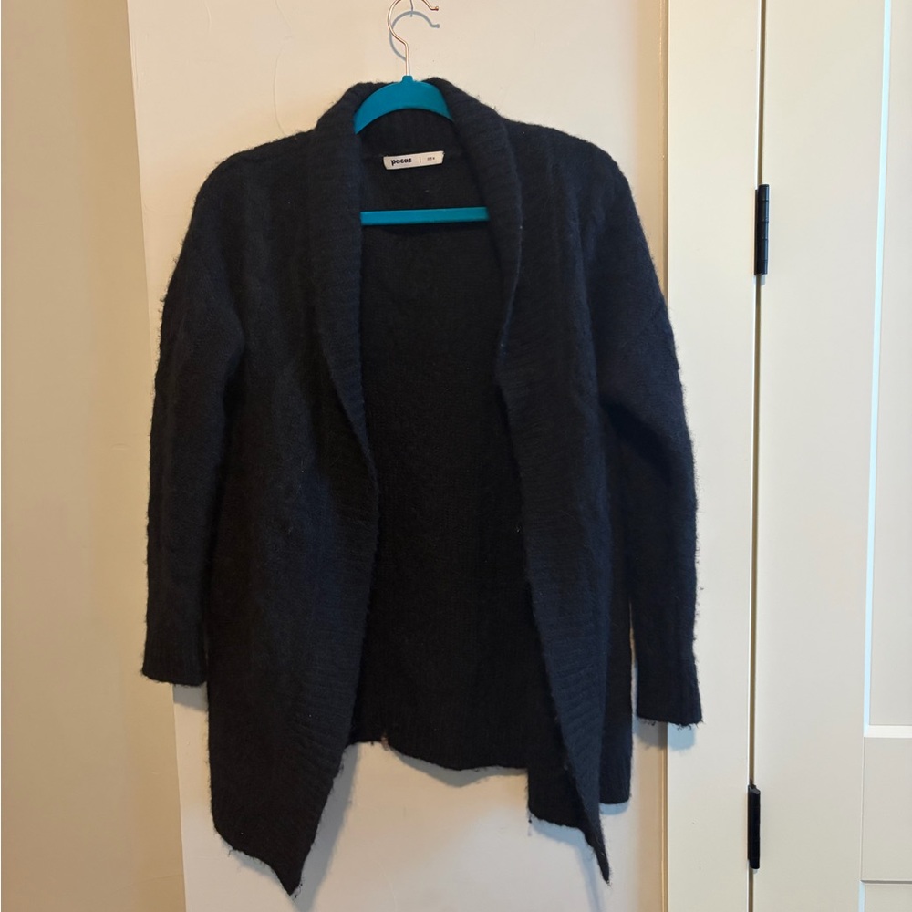 Pacas baby alpaca , wool , nylon blend black cardigan